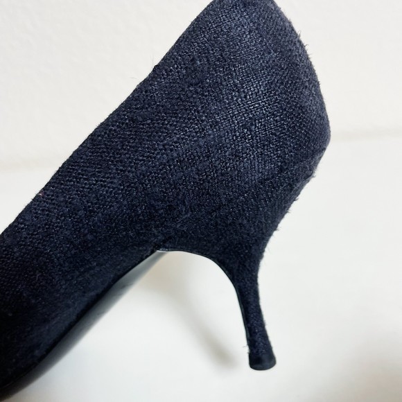 Prada Black Tweed Beaded Buckle Kitten Heels Size 35 - Picture 9 of 10